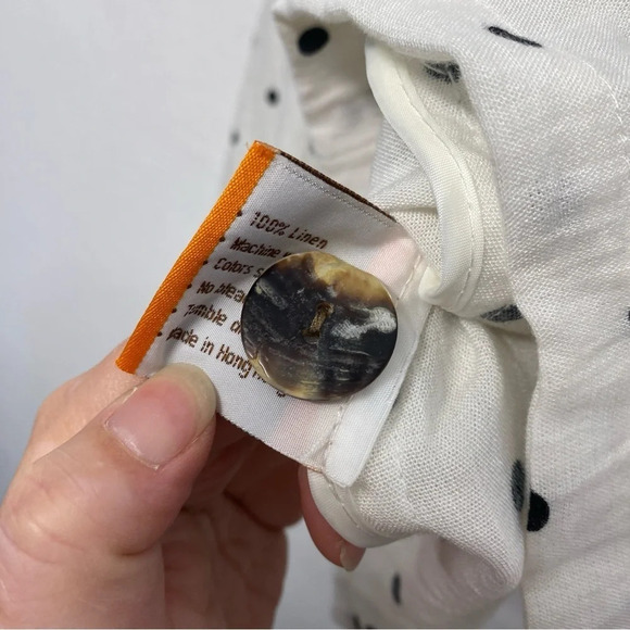 Fridaze 100% Linen Blazer Jacket Polka Dot White Lagenlook Art to Wear M - Picture 5 of 7